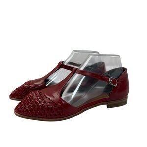 Jeffrey Campbell Calou Red Leather Woven Flats Size 7.5 Shoes Vintage Collection